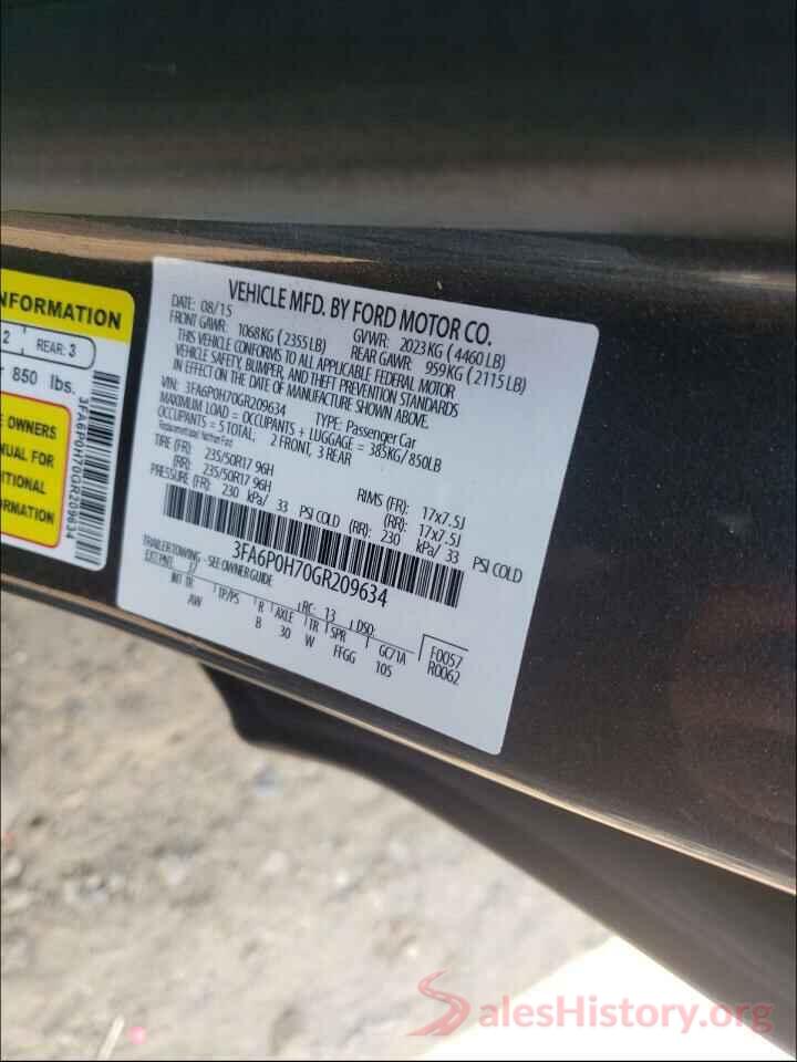 3FA6P0H70GR209634 2016 FORD FUSION