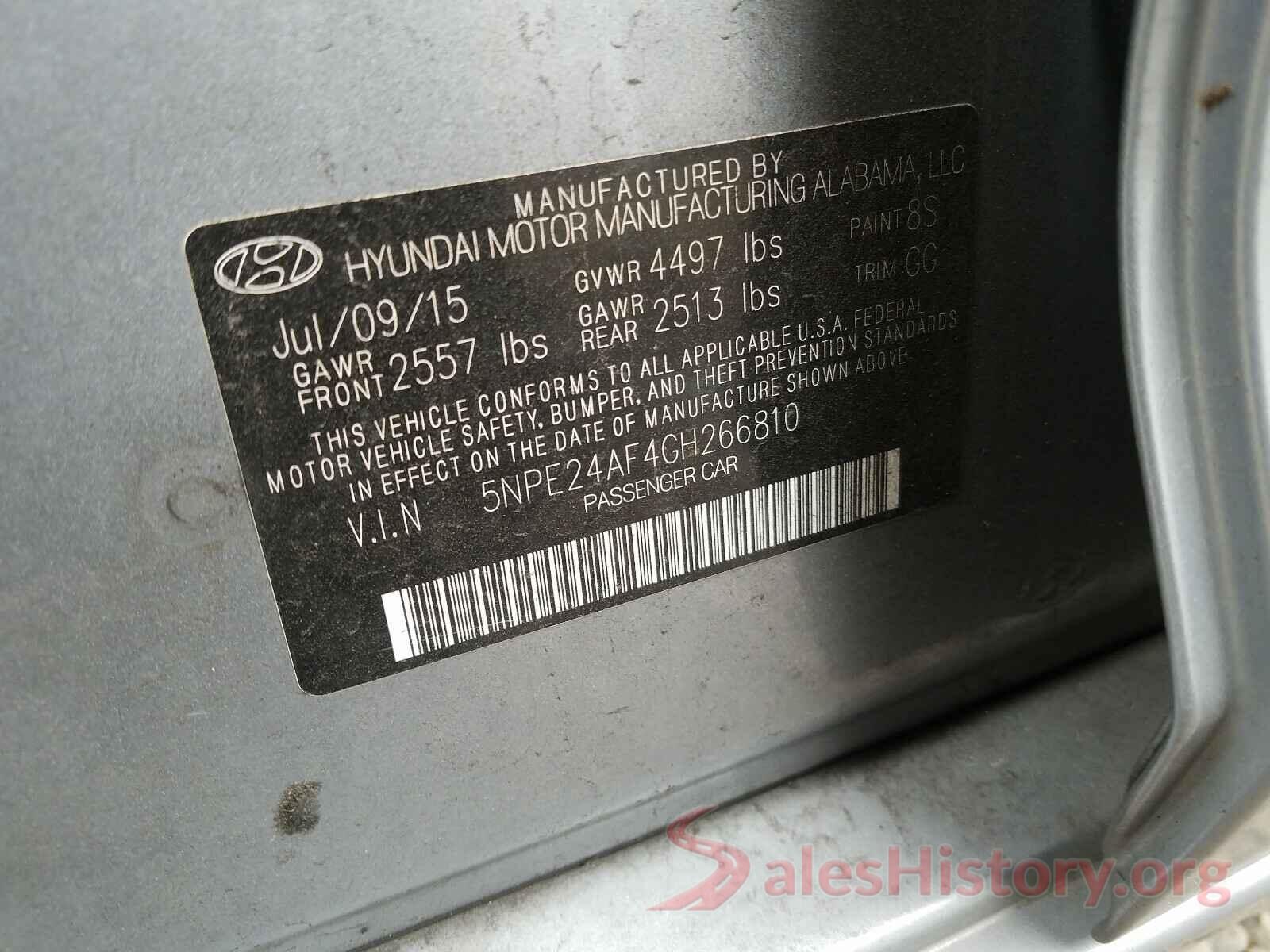 5NPE24AF4GH266810 2016 HYUNDAI SONATA