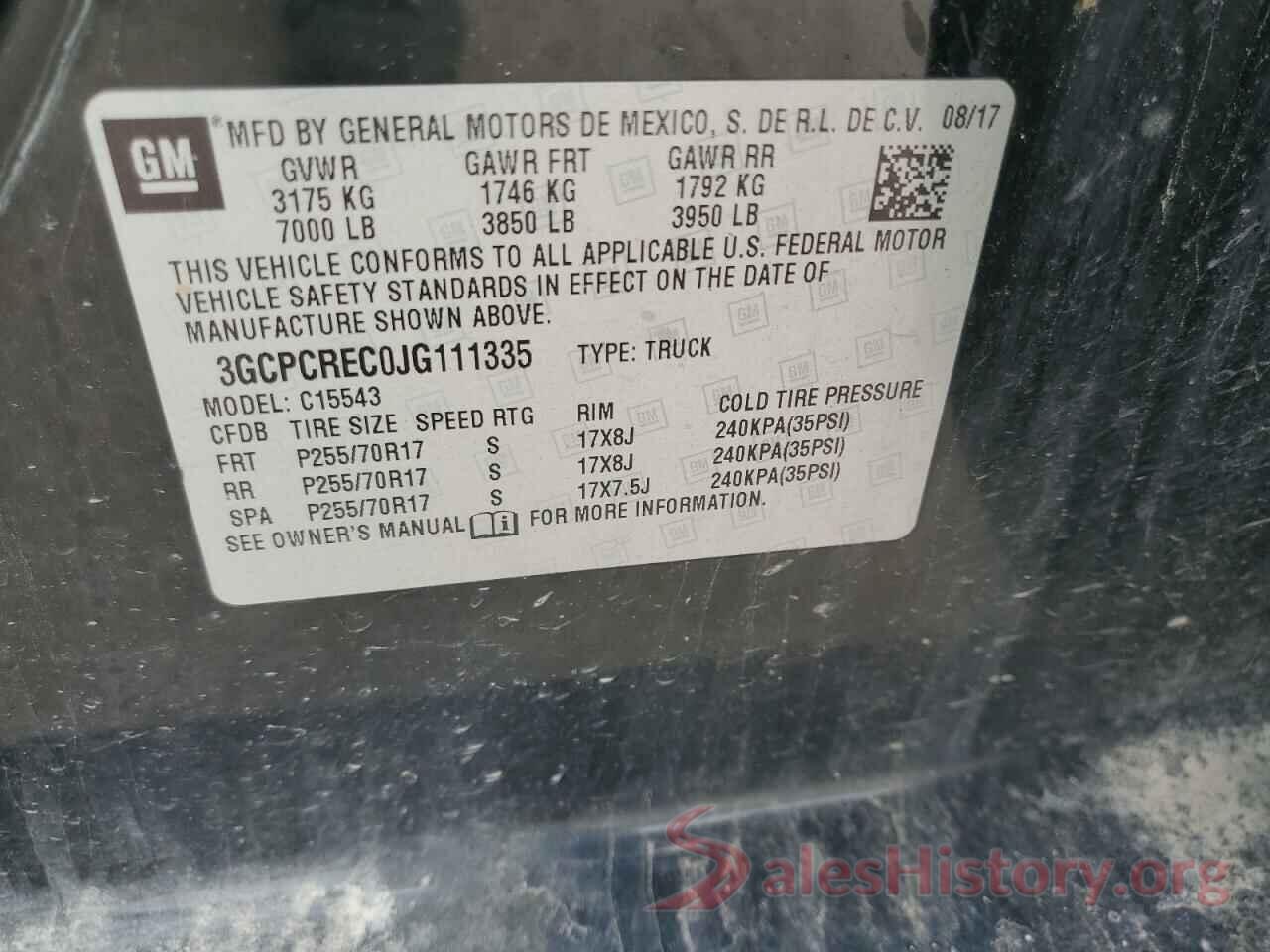 3GCPCREC0JG111335 2018 CHEVROLET SILVERADO