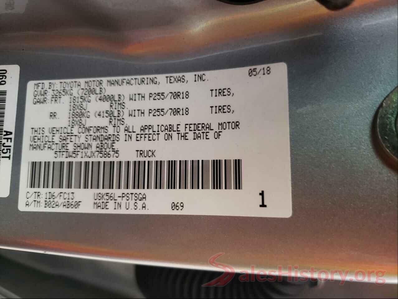 5TFDW5F1XJX758675 2018 TOYOTA TUNDRA