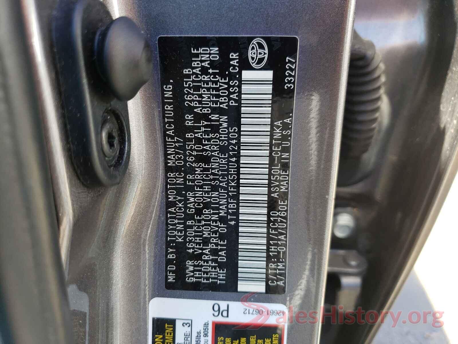 4T1BF1FK5HU412405 2017 TOYOTA CAMRY