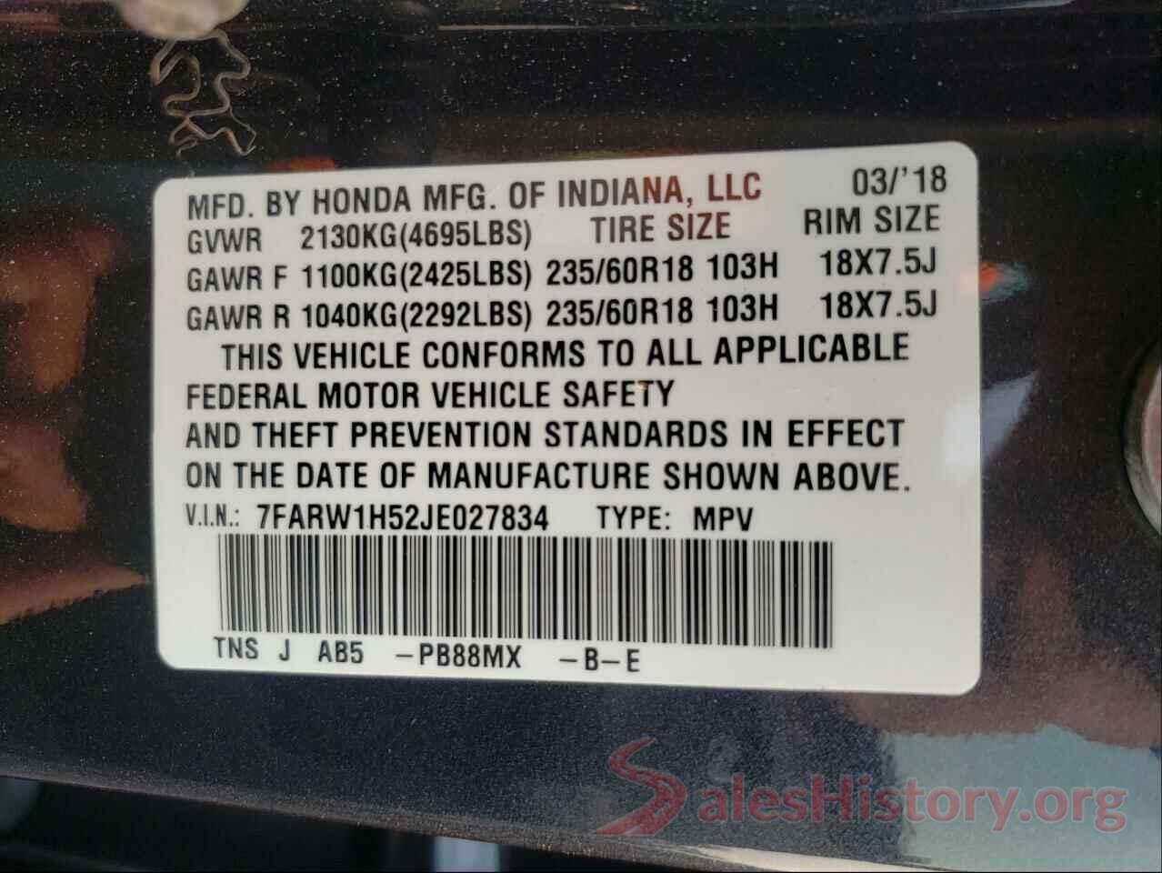 7FARW1H52JE027834 2018 HONDA CRV