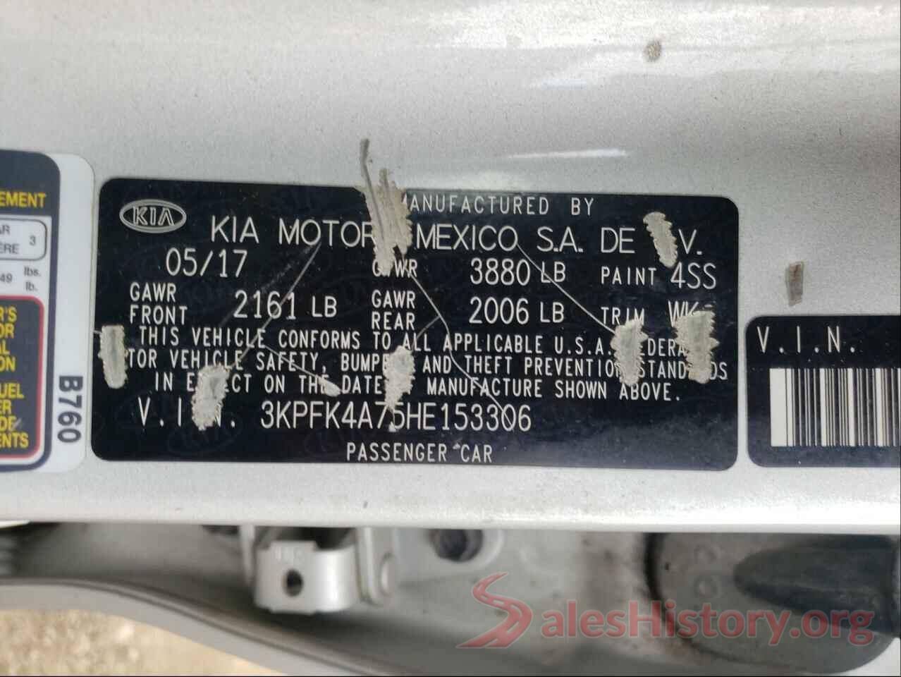 3KPFK4A75HE153306 2017 KIA FORTE