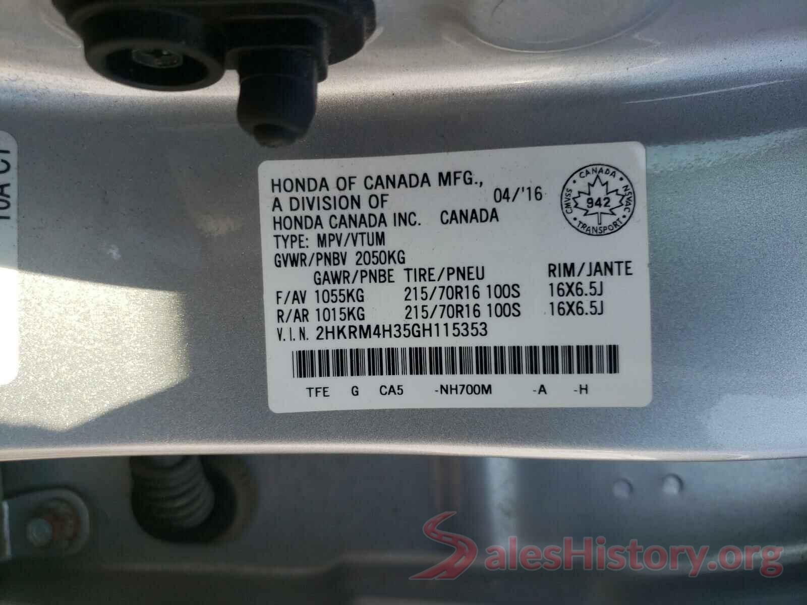 2HKRM4H35GH115353 2016 HONDA CRV