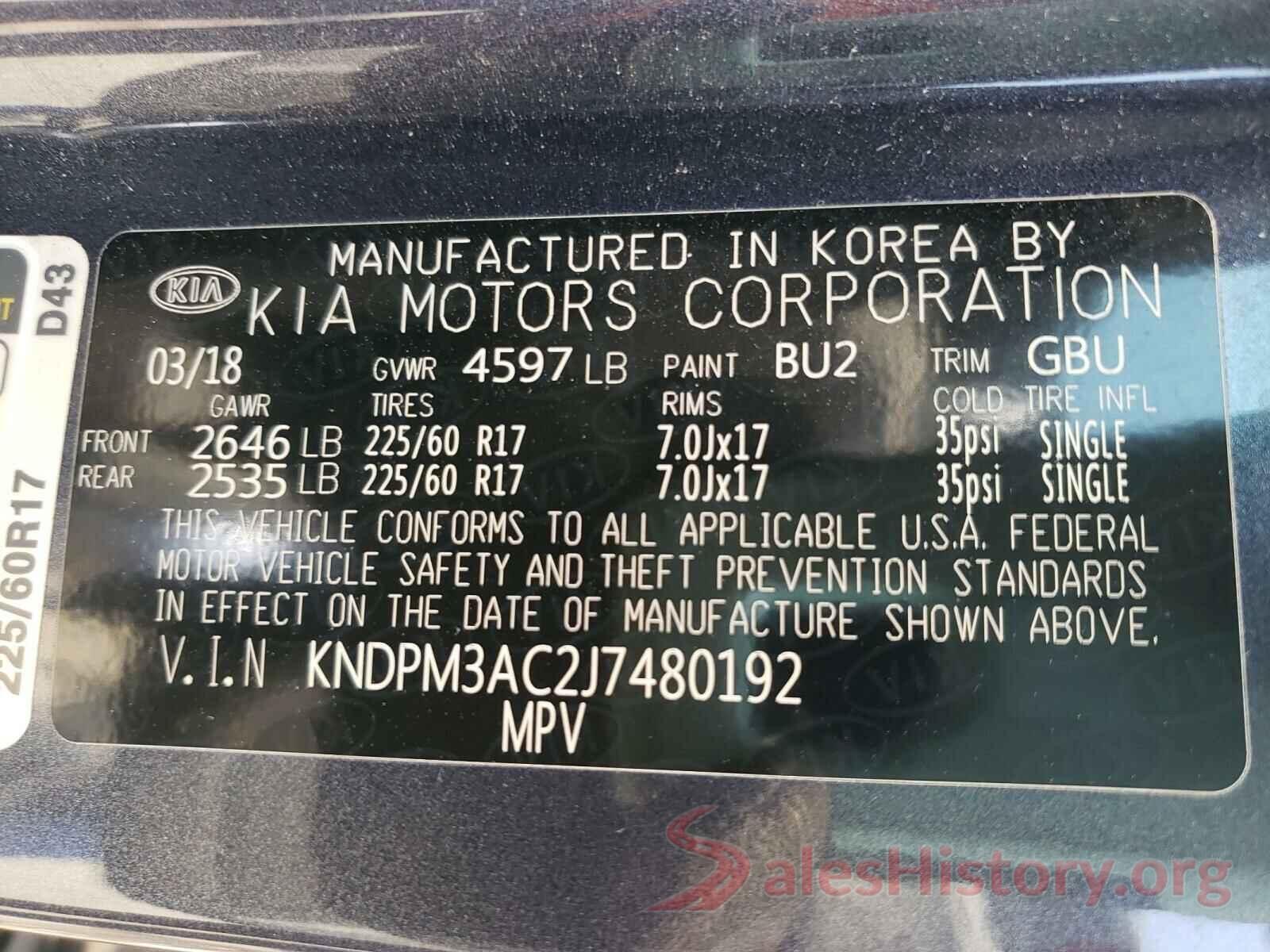 KNDPM3AC2J7480192 2018 KIA SPORTAGE