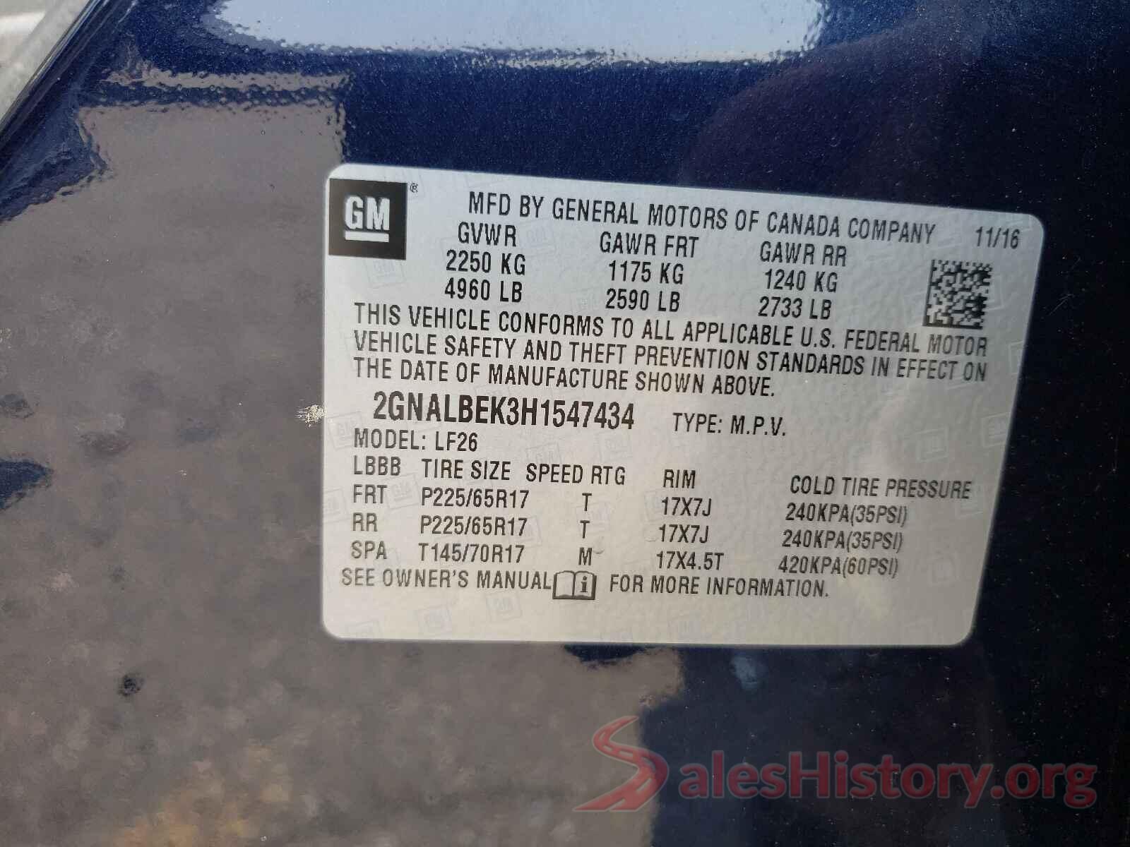 2GNALBEK3H1547434 2017 CHEVROLET EQUINOX