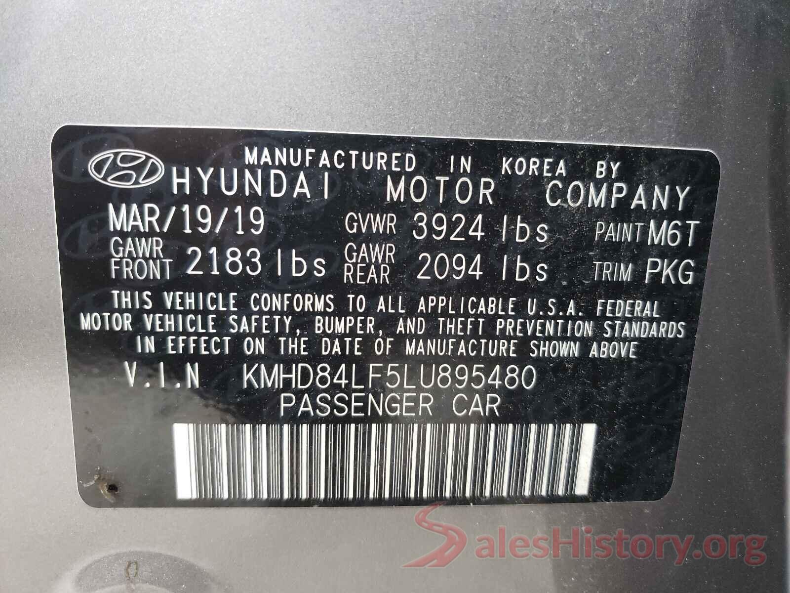 KMHD84LF5LU895480 2020 HYUNDAI ELANTRA