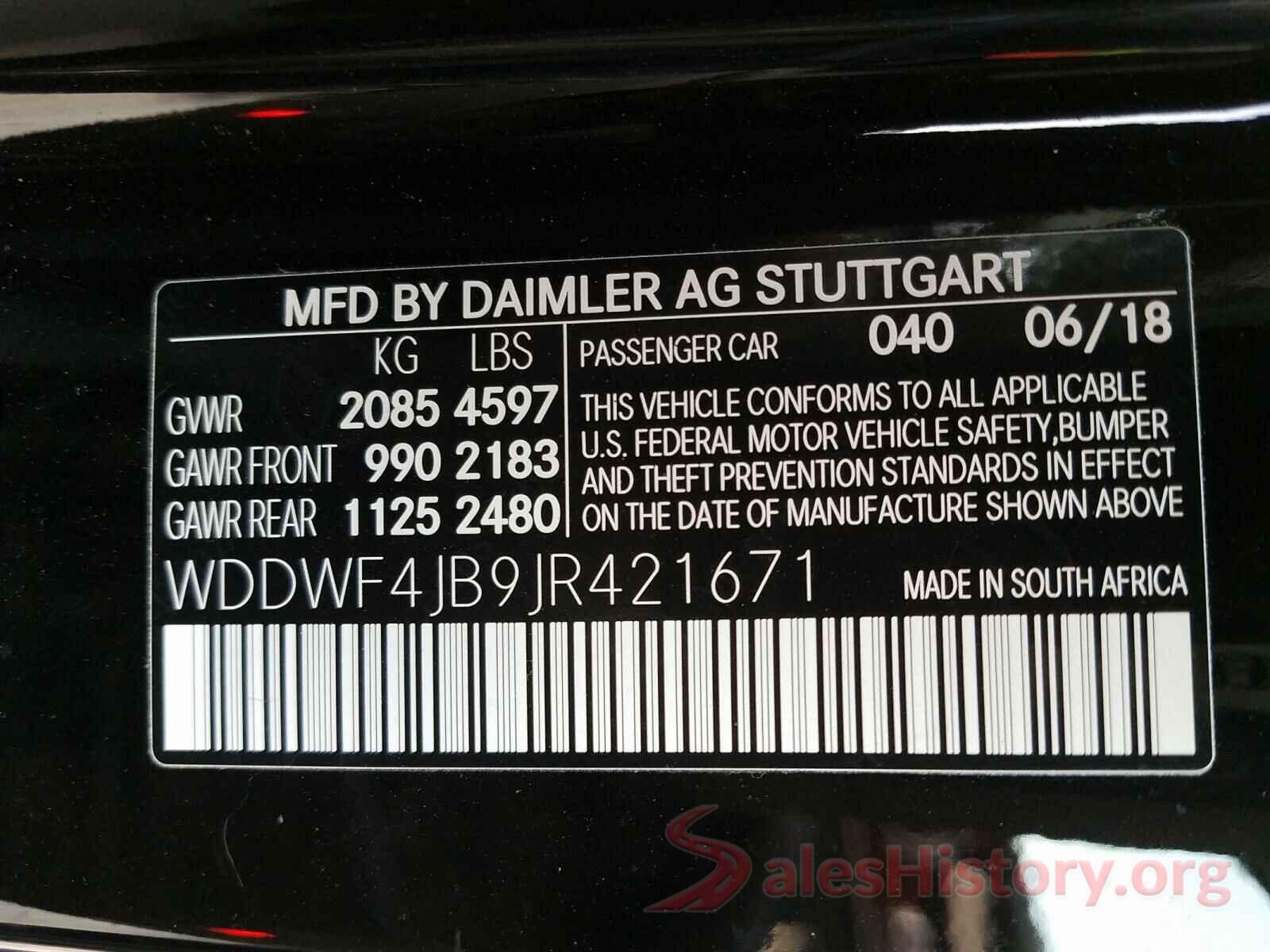 WDDWF4JB9JR421671 2018 MERCEDES-BENZ C CLASS