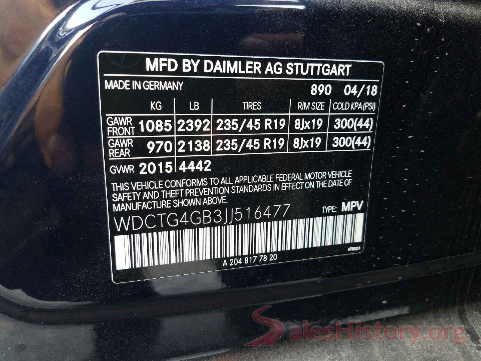 WDCTG4GB3JJ516477 2018 MERCEDES-BENZ GLA-CLASS