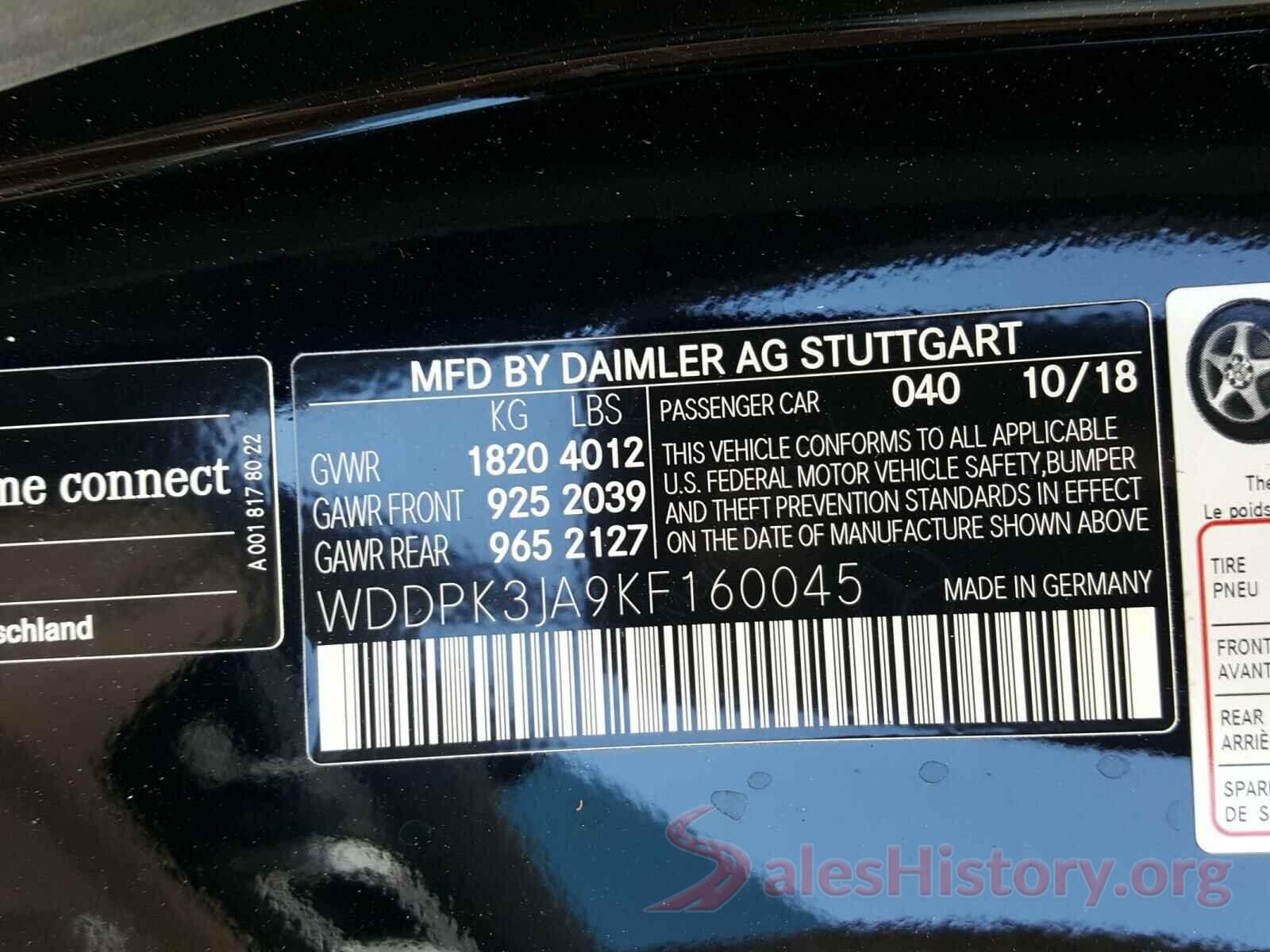 WDDPK3JA9KF160045 2019 MERCEDES-BENZ S CLASS