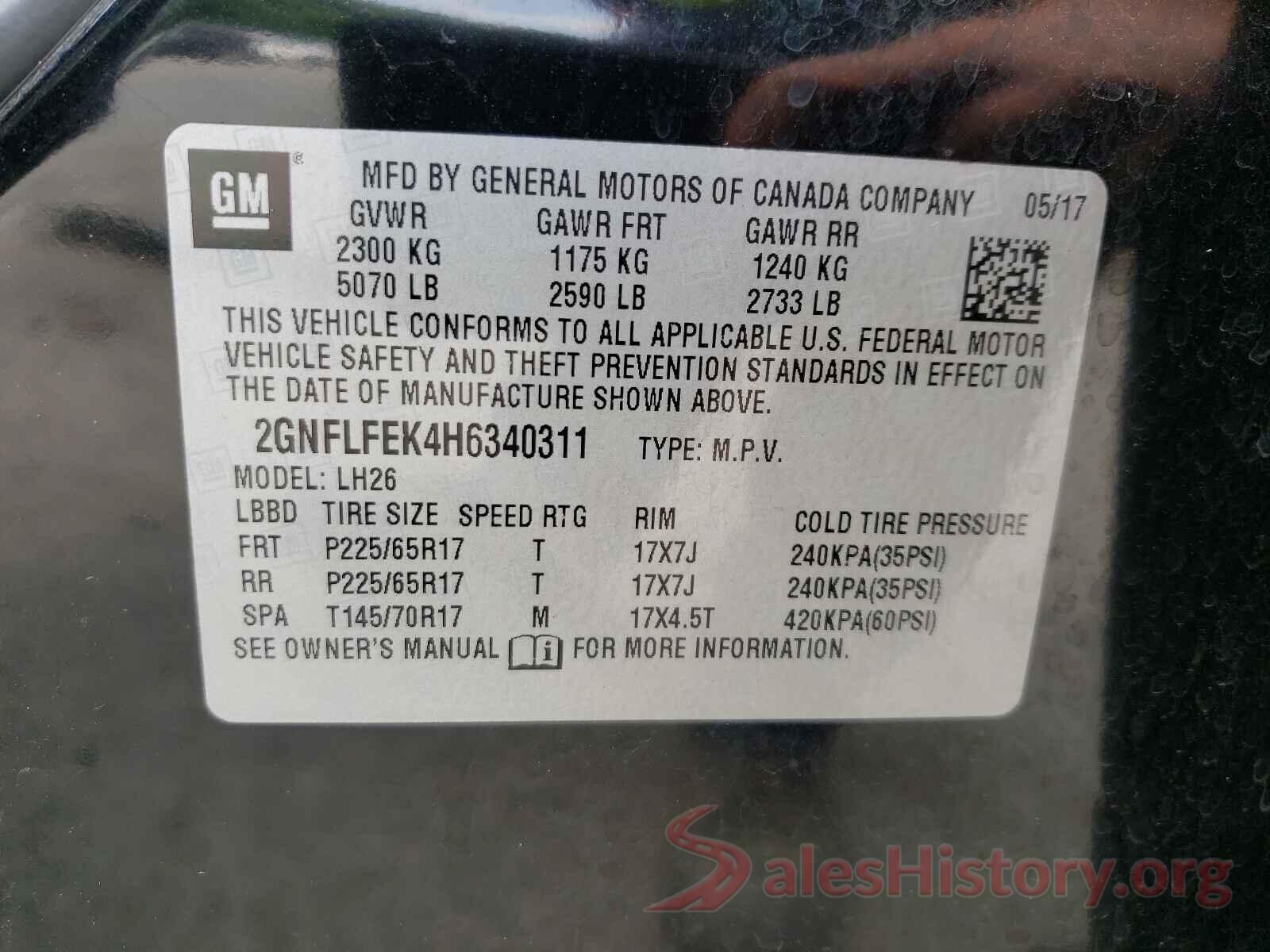 2GNFLFEK4H6340311 2017 CHEVROLET EQUINOX