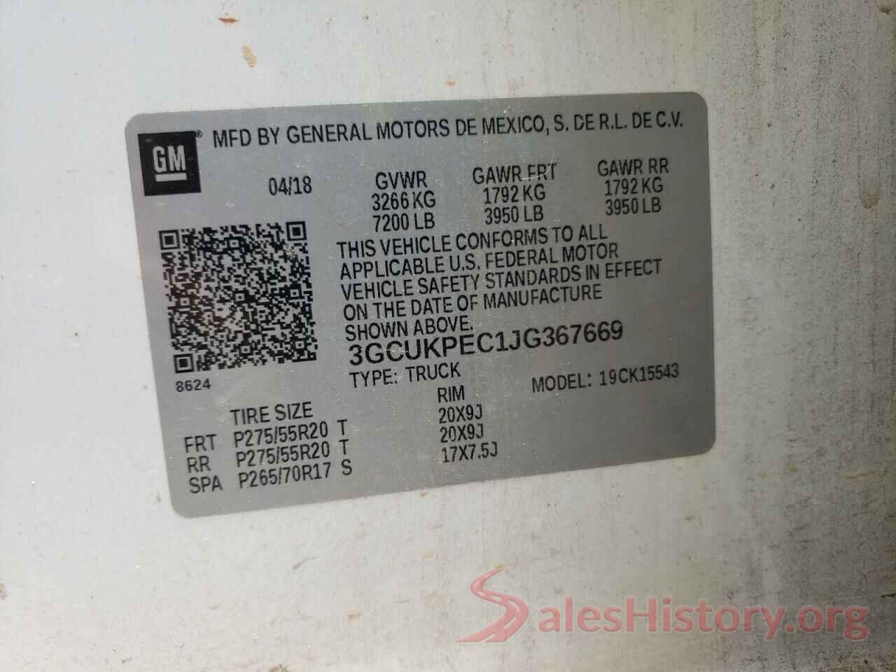 3GCUKPEC1JG367669 2018 CHEVROLET ALL Models