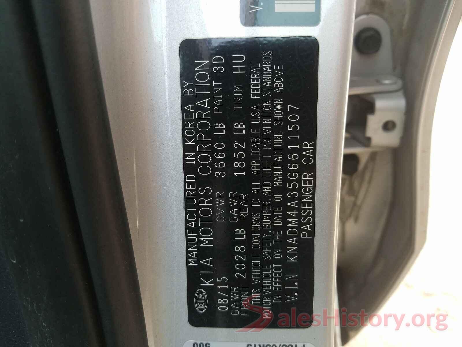 KNADM4A35G6611507 2016 KIA RIO