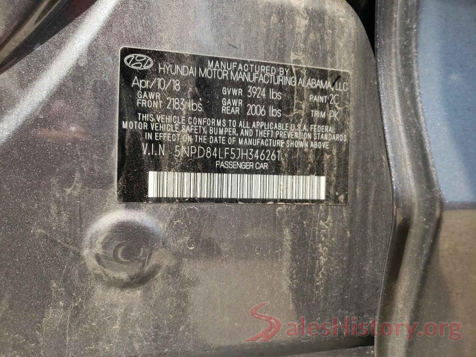 5NPD84LF5JH346261 2018 HYUNDAI ELANTRA