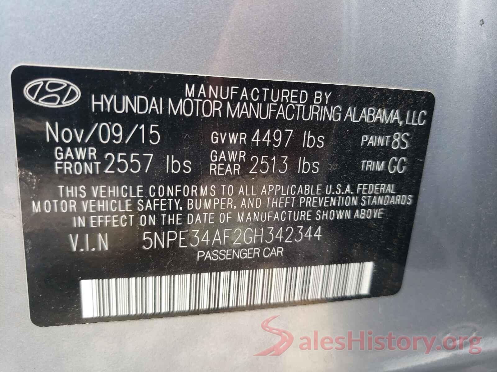 5NPE34AF2GH342344 2016 HYUNDAI SONATA