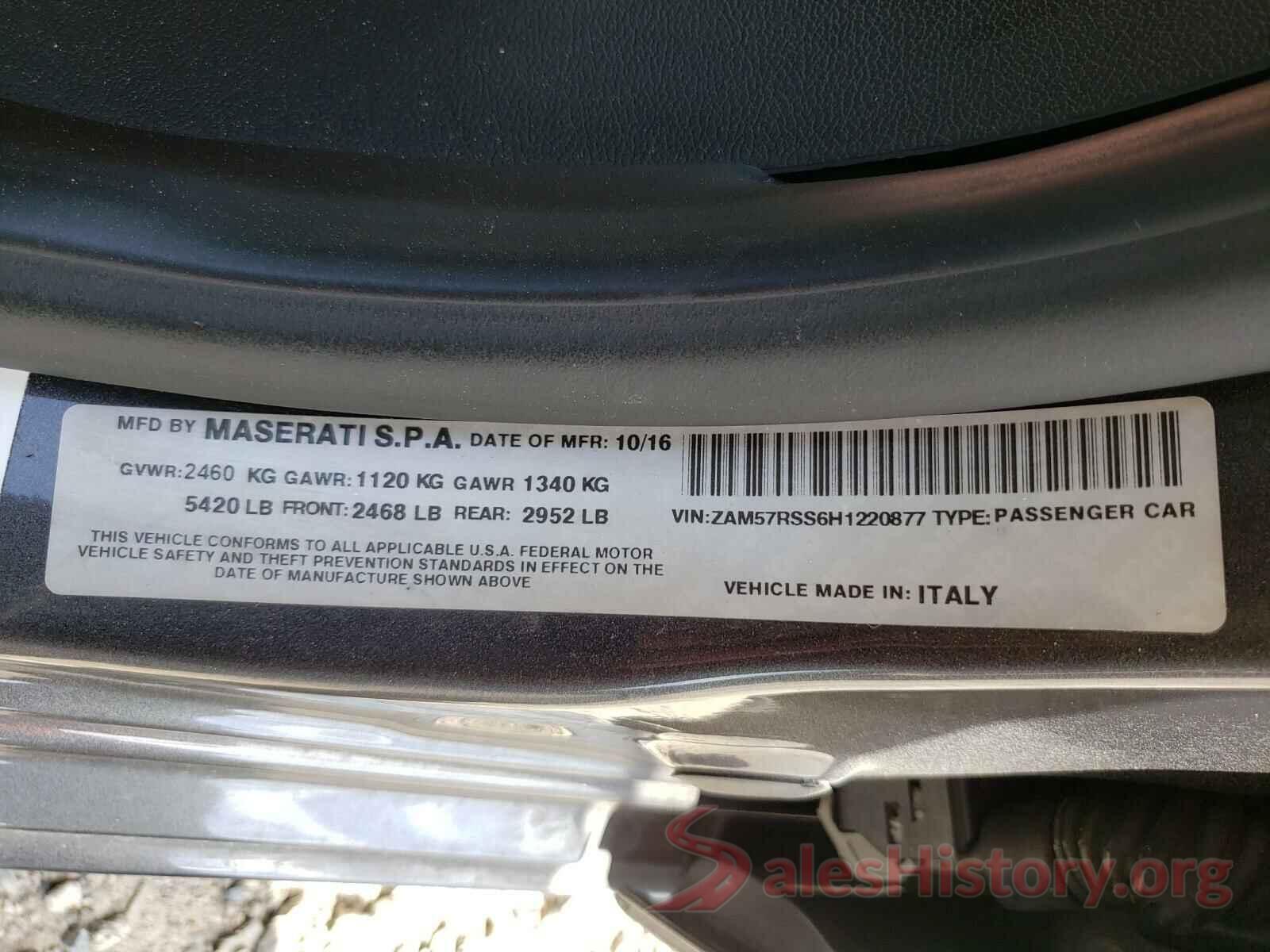 ZAM57RSS6H1220877 2017 MASERATI ALL MODELS