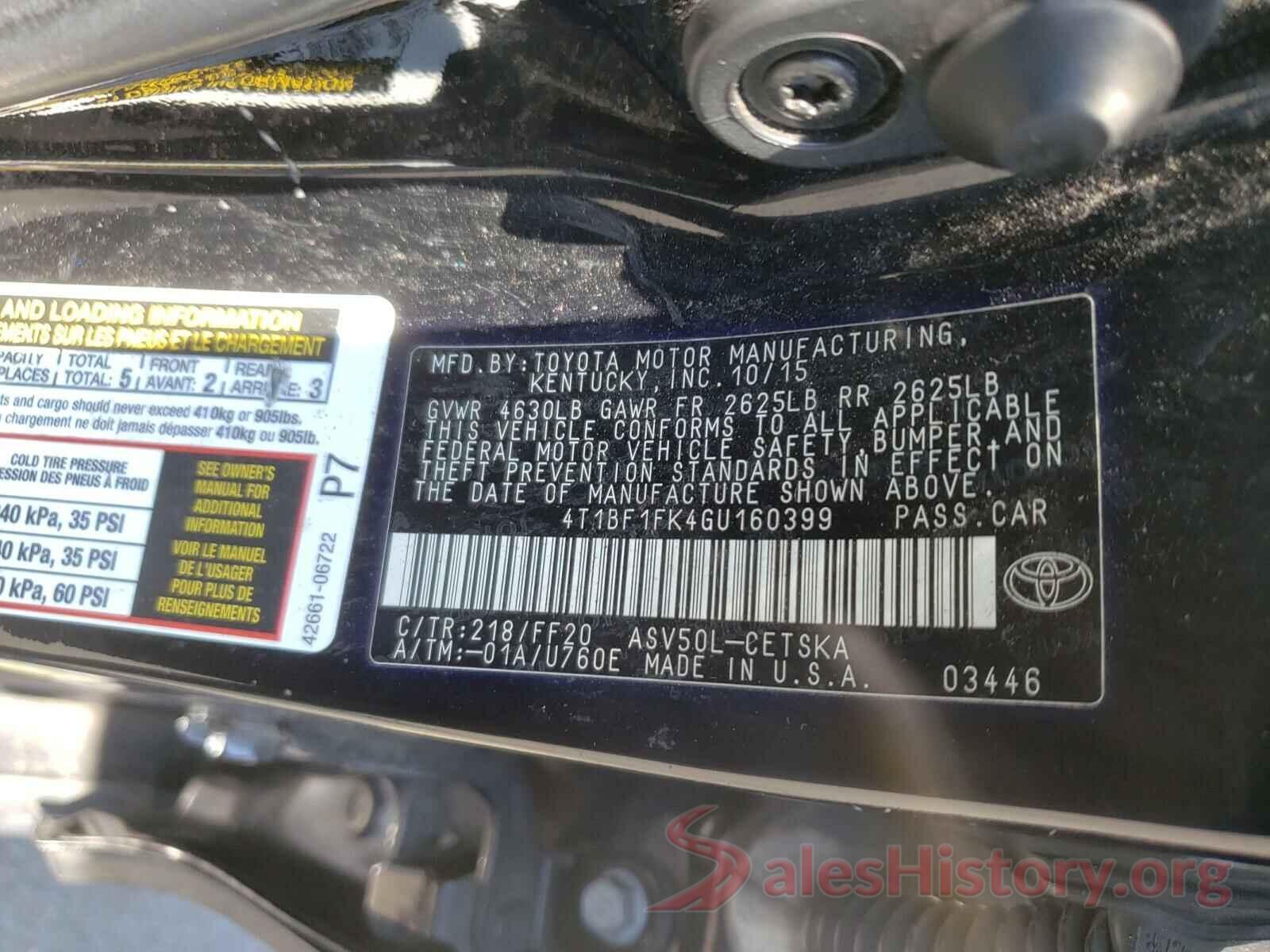 4T1BF1FK4GU160399 2016 TOYOTA CAMRY