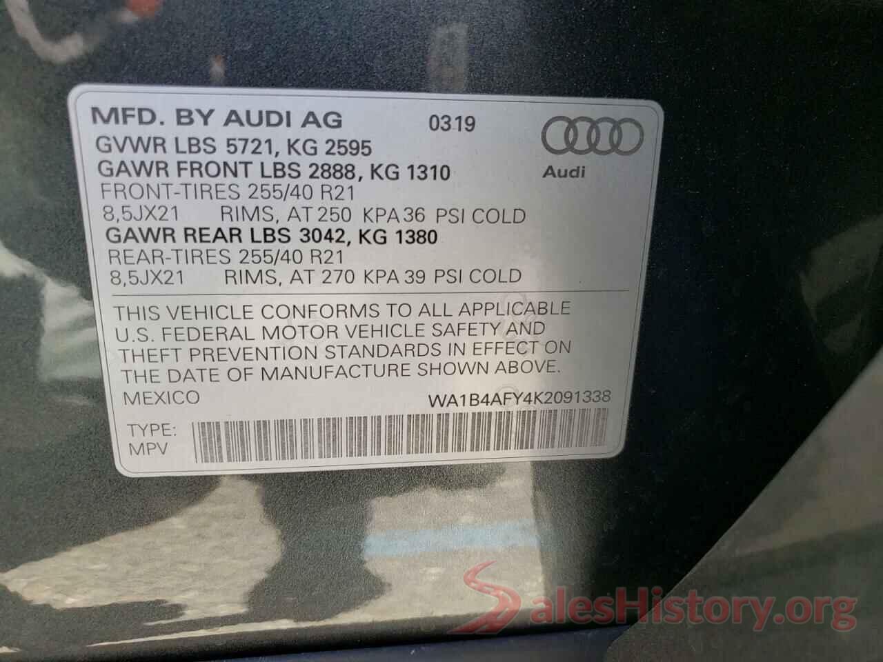 WA1B4AFY4K2091338 2019 AUDI SQ5