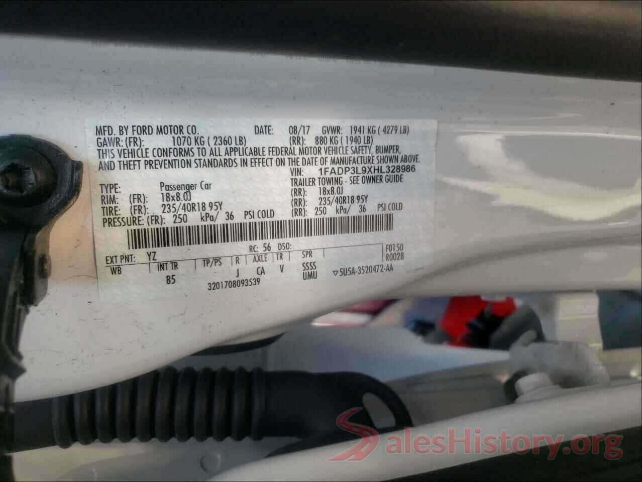 1FADP3L9XHL328986 2017 FORD FOCUS