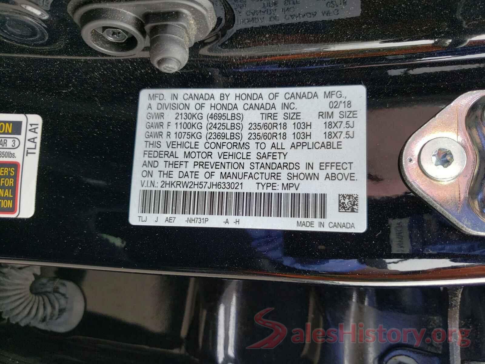 2HKRW2H57JH633021 2018 HONDA CRV