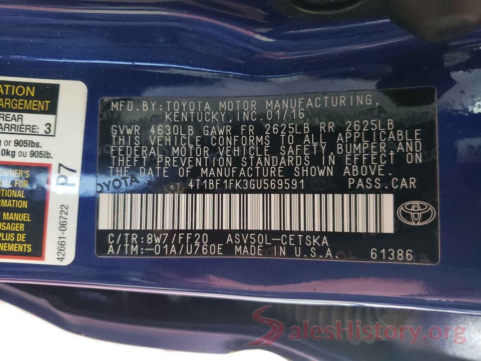 4T1BF1FK3GU569591 2016 TOYOTA CAMRY