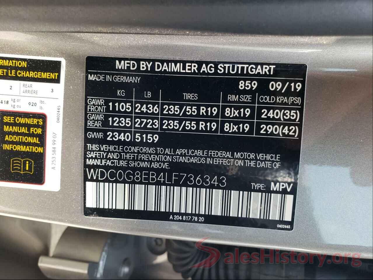 WDC0G8EB4LF736343 2020 MERCEDES-BENZ GLC-CLASS