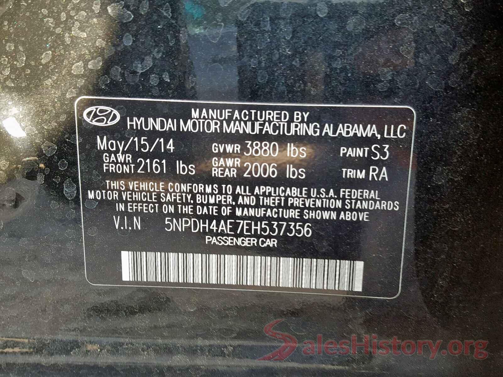 5NPDH4AE7EH537356 2014 HYUNDAI ELANTRA