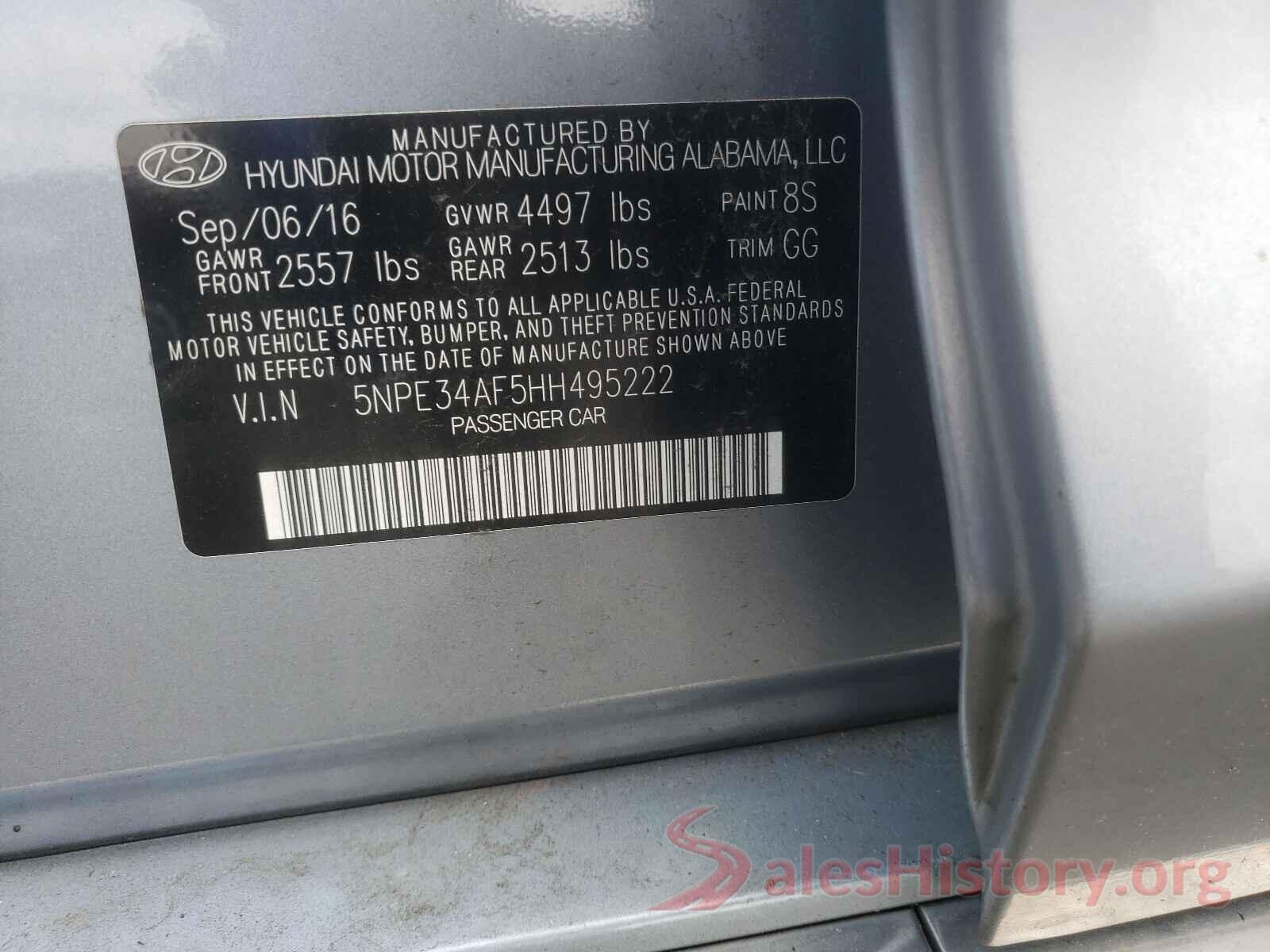 5NPE34AF5HH495222 2017 HYUNDAI SONATA