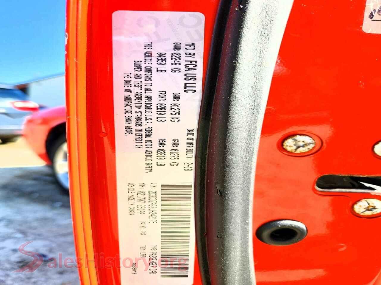 2018 DODGE CHALLENGER VIN 2C3CDZAG0JH242175, wheel and tire