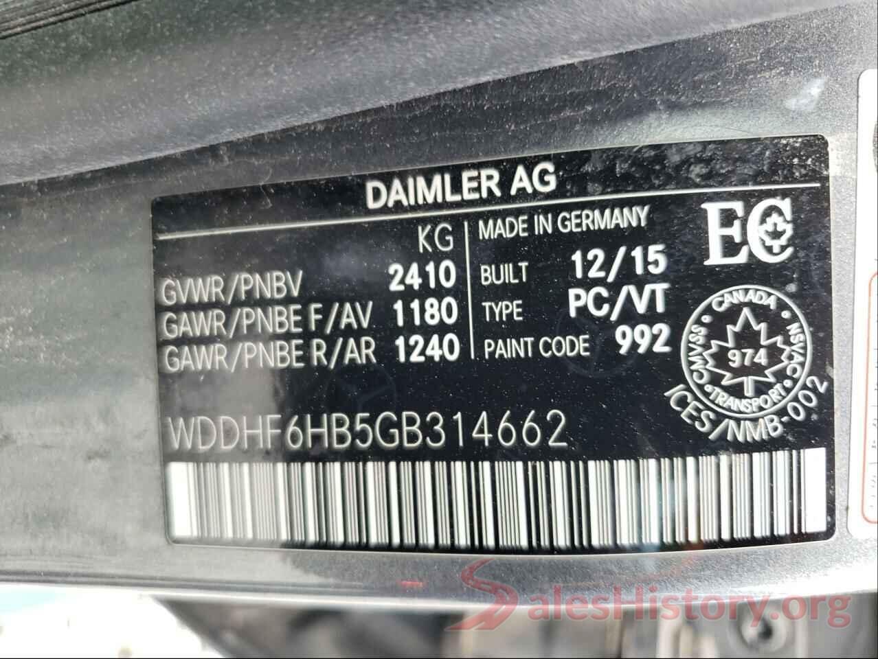 WDDHF6HB5GB314662 2016 MERCEDES-BENZ E-CLASS