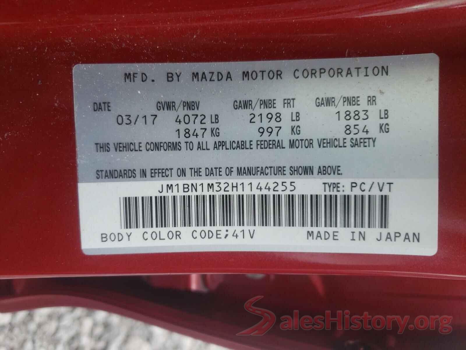 JM1BN1M32H1144255 2017 MAZDA 3