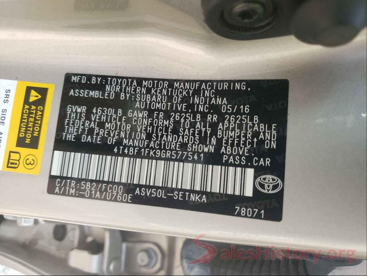 4T4BF1FK9GR577541 2016 TOYOTA CAMRY