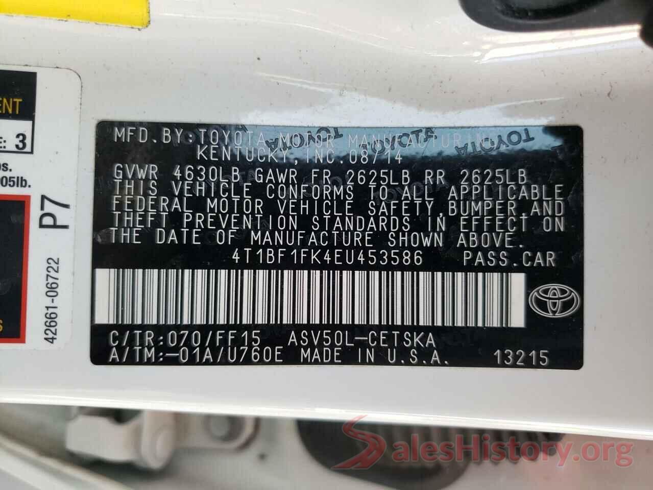 4T1BF1FK4EU453586 2014 TOYOTA CAMRY