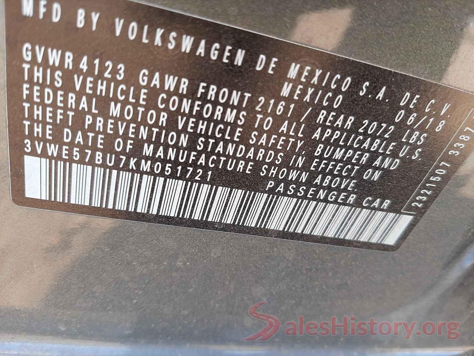 3VWE57BU7KM051721 2019 VOLKSWAGEN JETTA