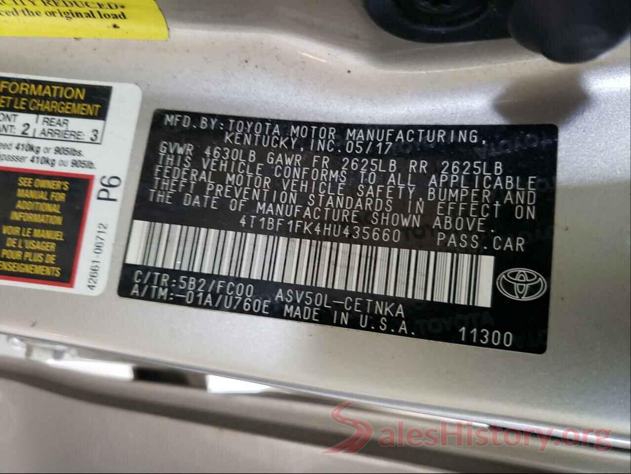 4T1BF1FK4HU435660 2017 TOYOTA CAMRY