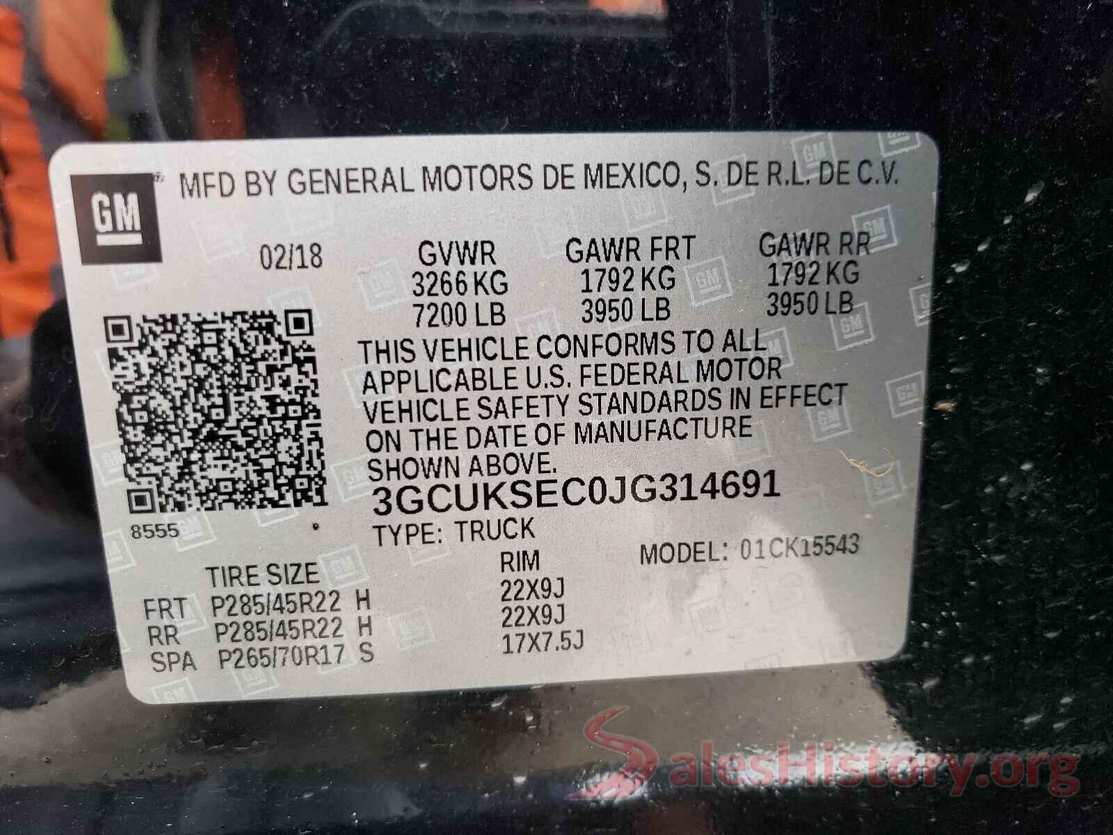 3GCUKSEC0JG314691 2018 CHEVROLET SILVERADO