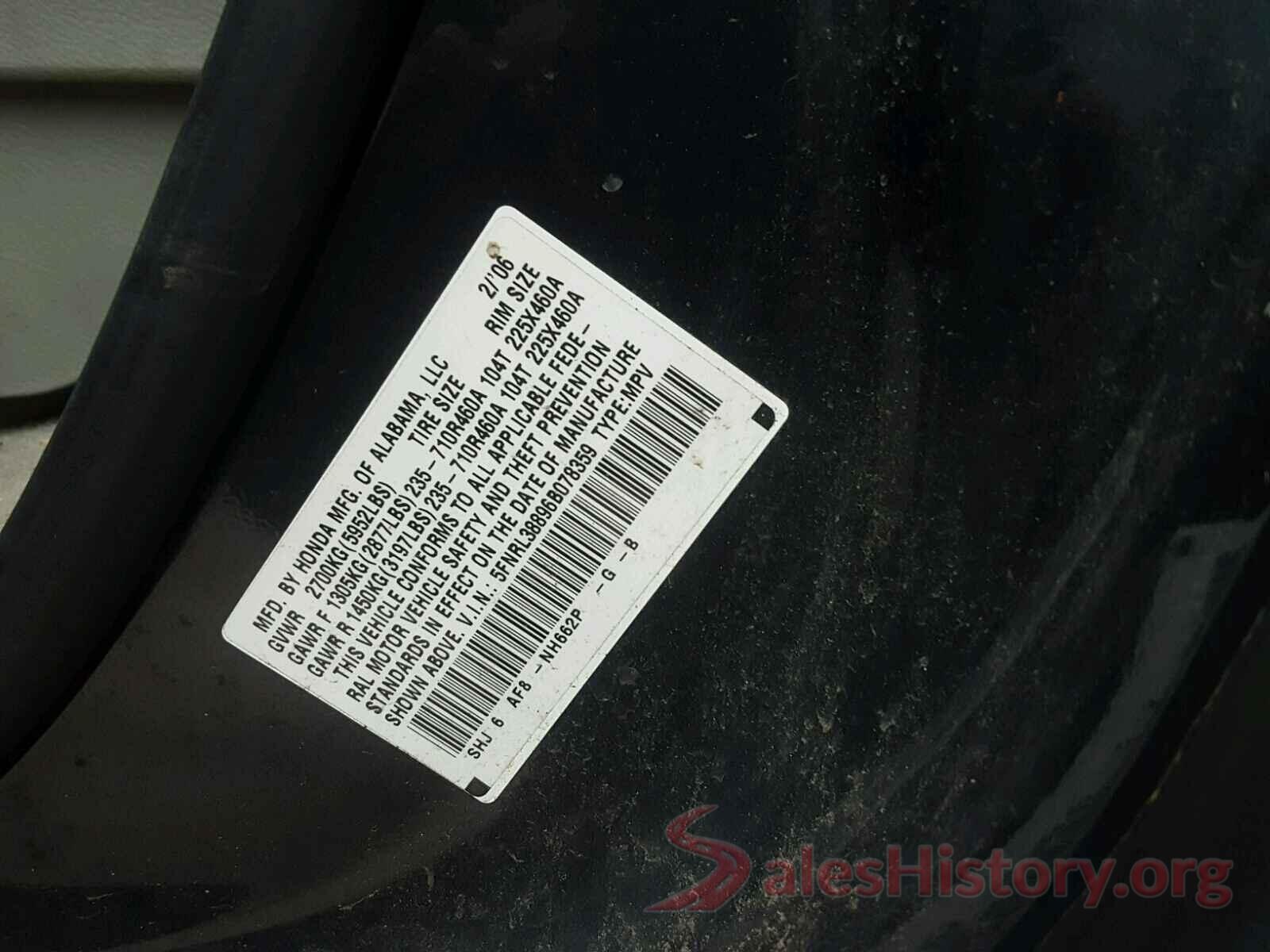 5FNRL38896B078359 2006 HONDA ODYSSEY TO