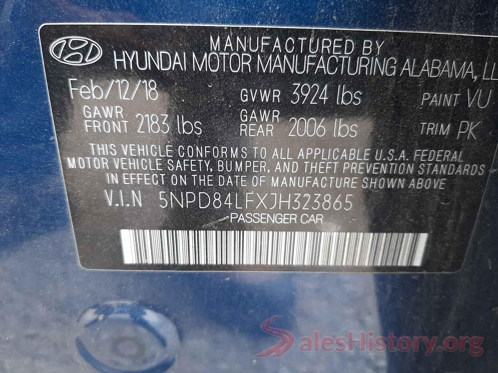 5NPD84LFXJH323865 2018 HYUNDAI ELANTRA