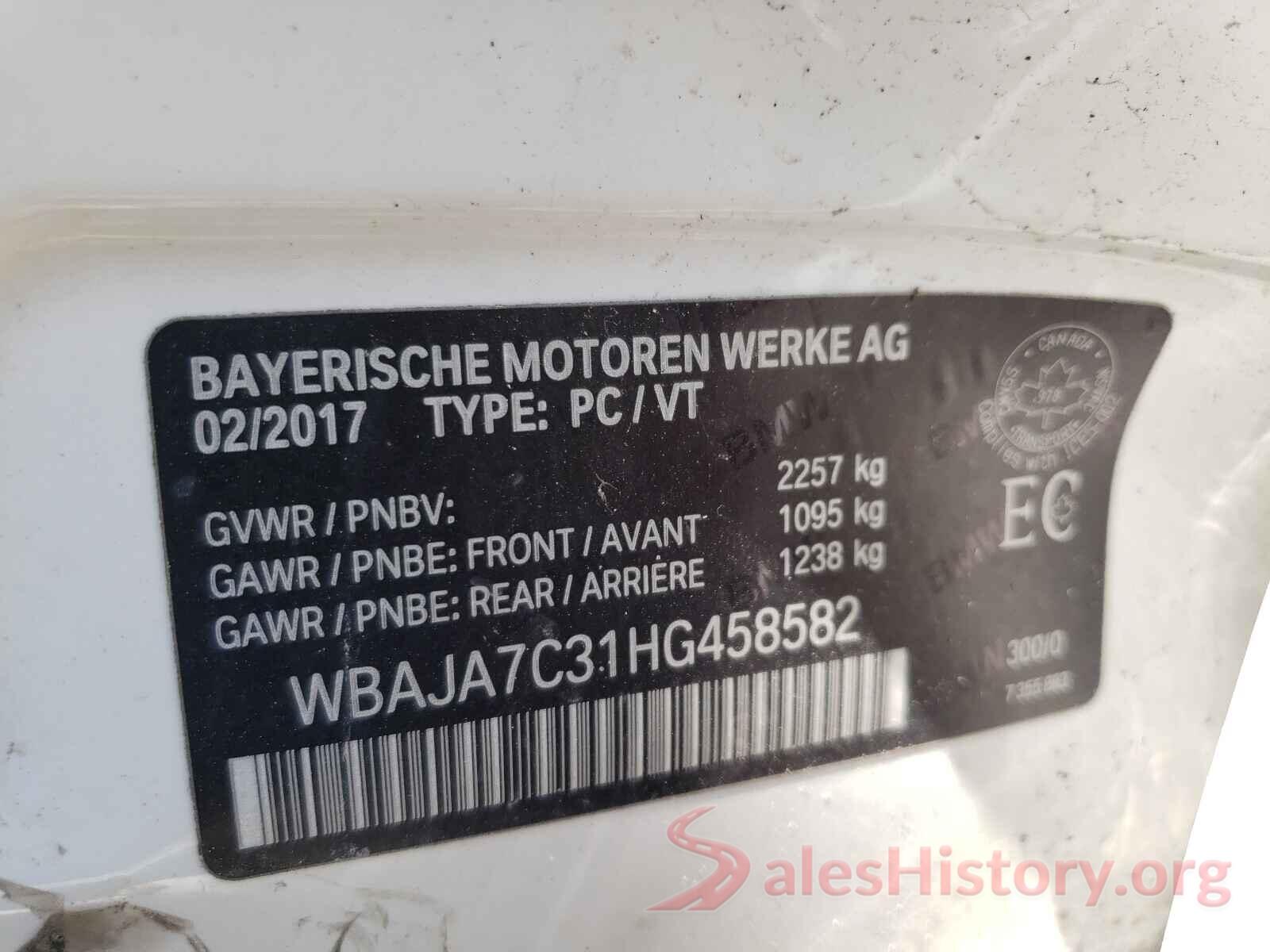 WBAJA7C31HG458582 2017 BMW 5 SERIES