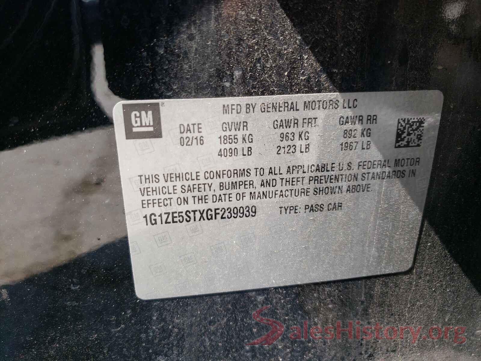 1G1ZE5STXGF239939 2016 CHEVROLET MALIBU