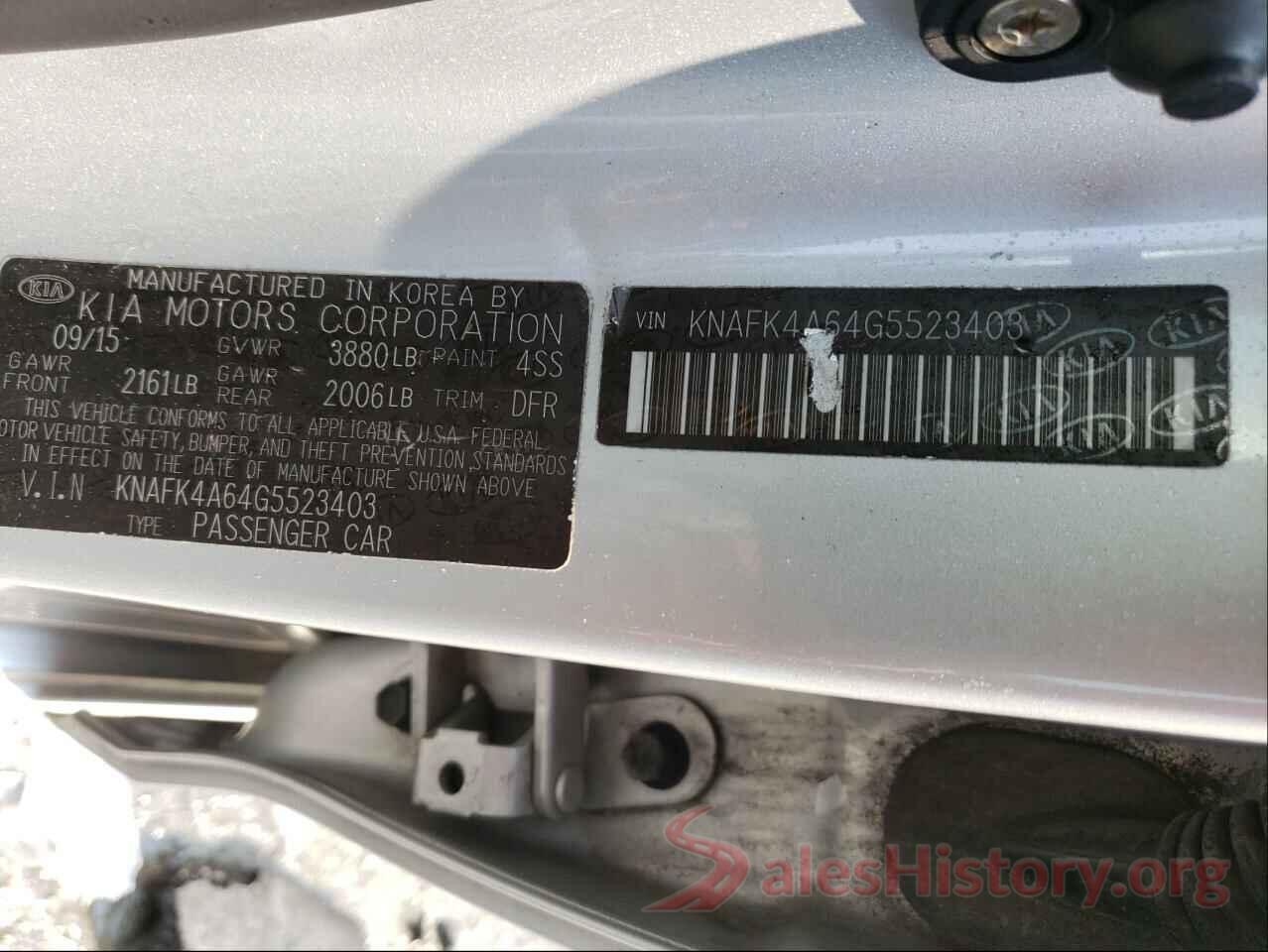 KNAFK4A64G5523403 2016 KIA FORTE