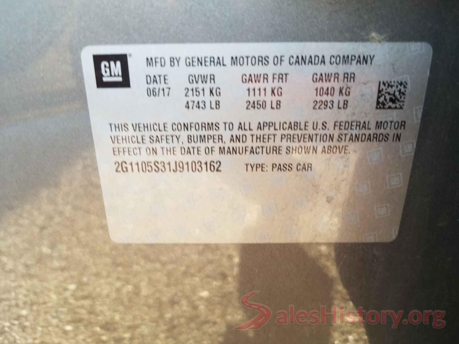 2G1105S31J9103162 2018 CHEVROLET IMPALA