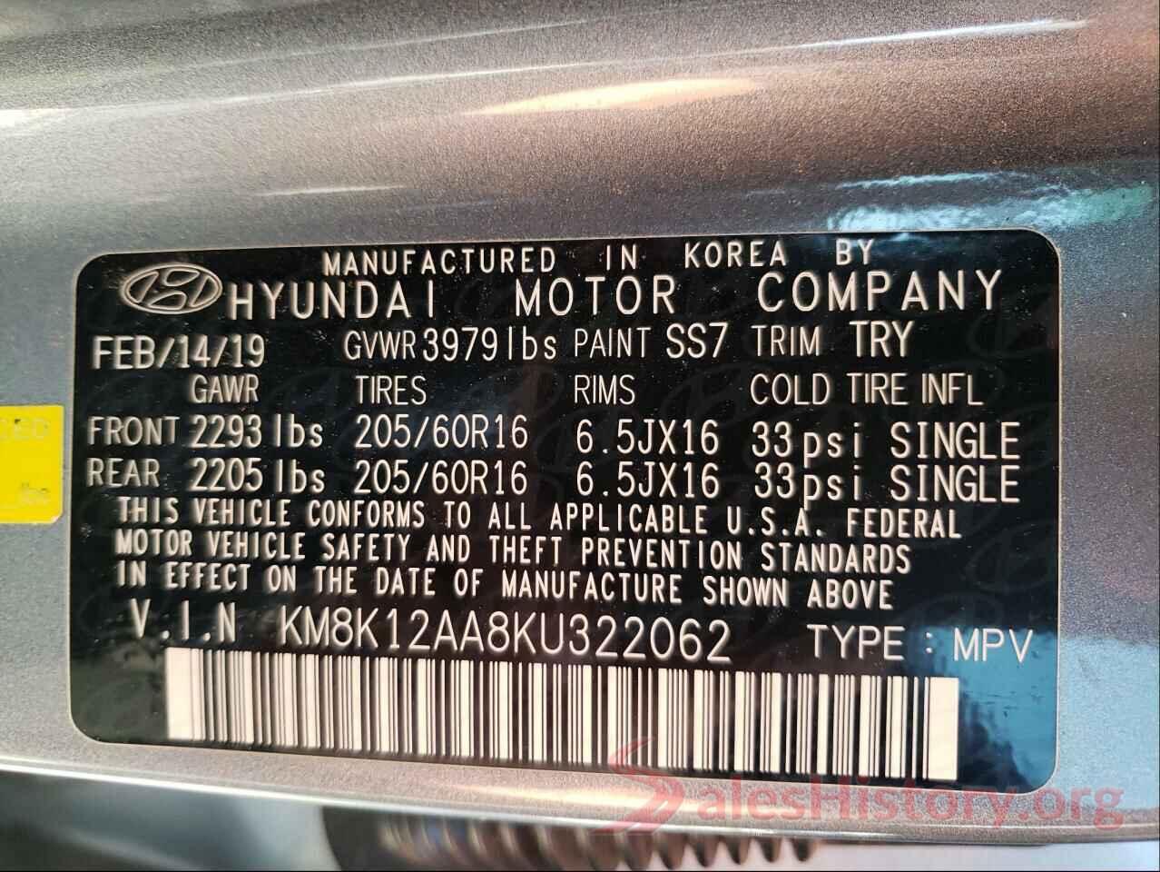 KM8K12AA8KU322062 2019 HYUNDAI KONA