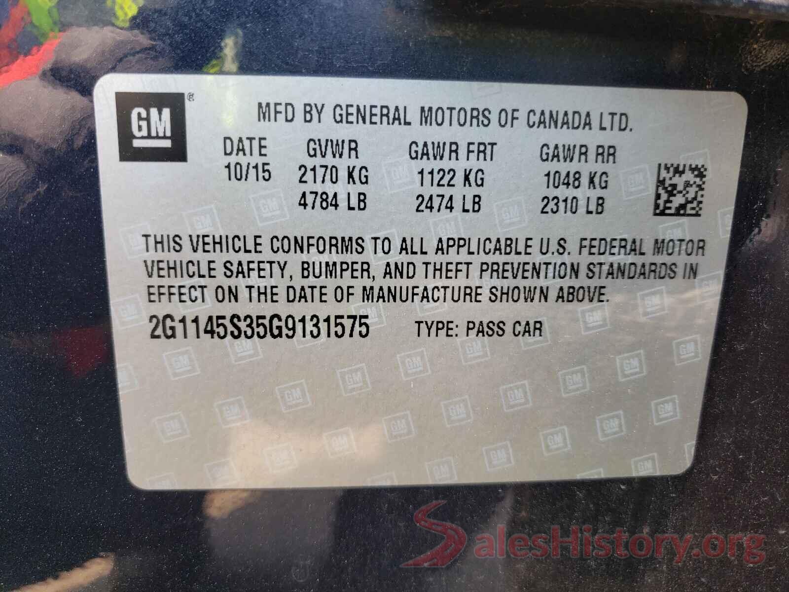 2G1145S35G9131575 2016 CHEVROLET IMPALA