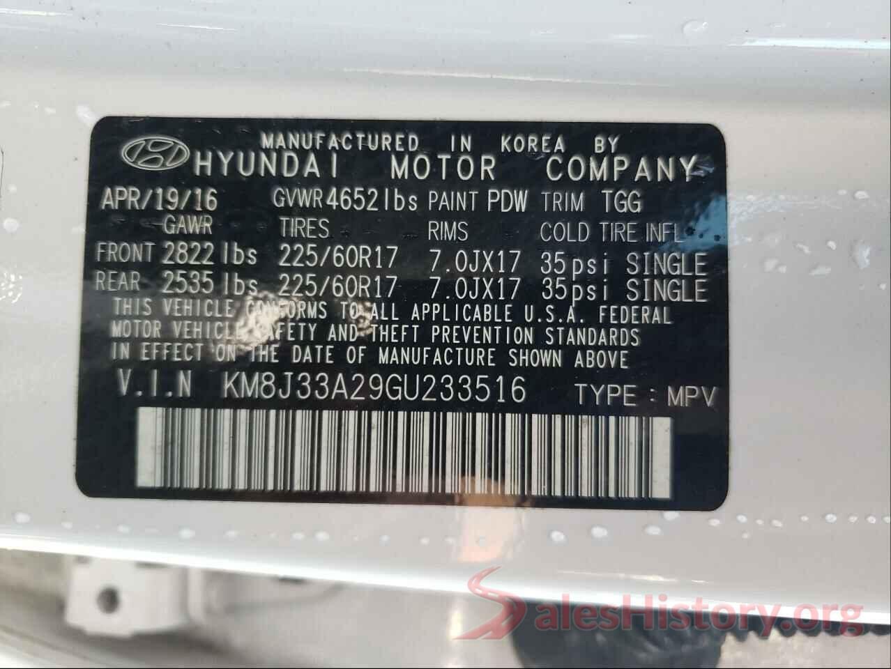 KM8J33A29GU233516 2016 HYUNDAI TUCSON