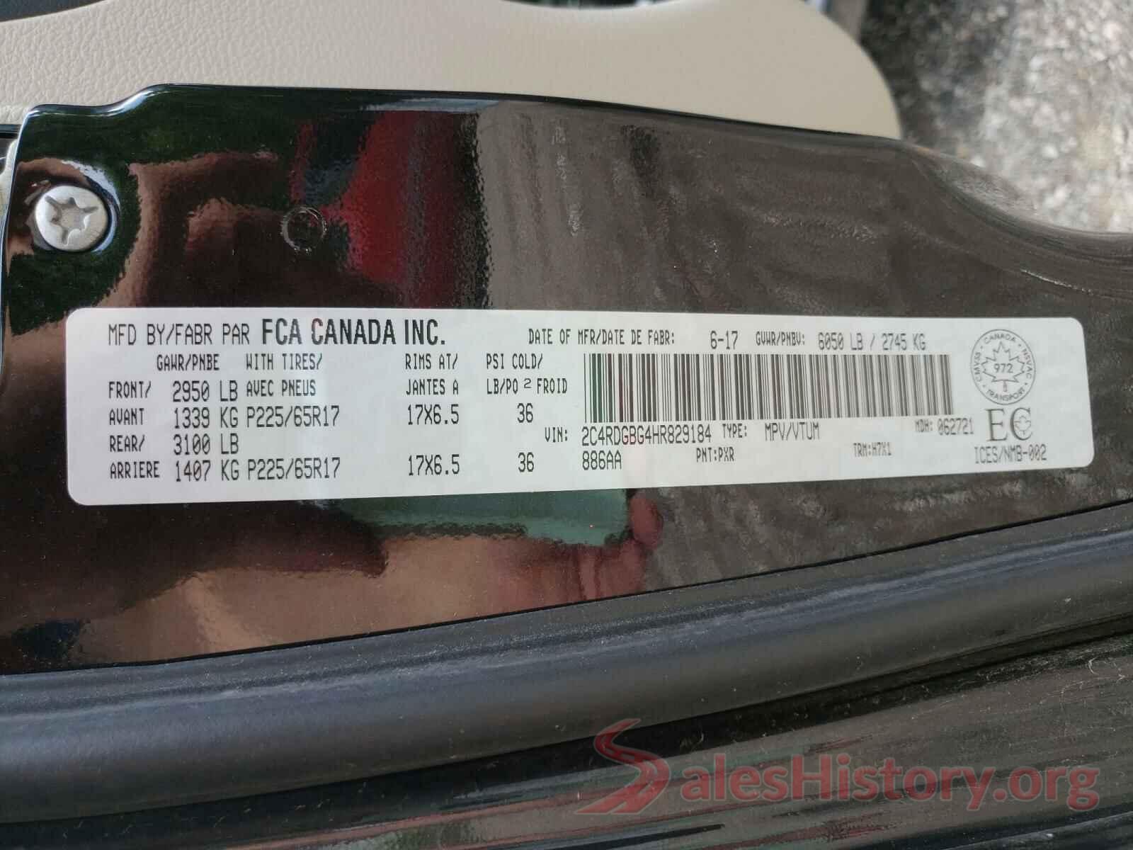 2C4RDGBG4HR829184 2017 DODGE GRAND CARA