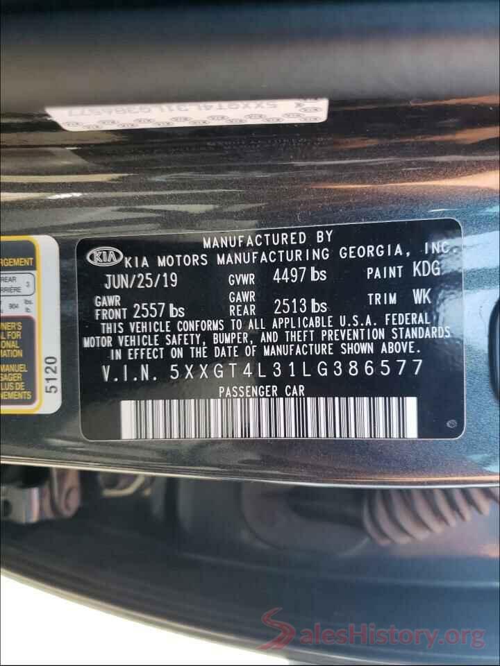 5XXGT4L31LG386577 2020 KIA OPTIMA