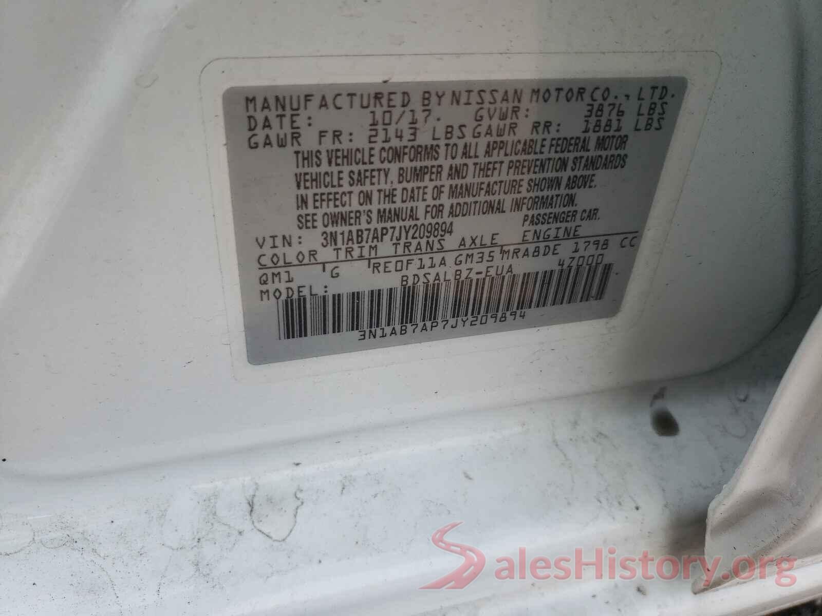 3N1AB7AP7JY209894 2018 NISSAN SENTRA