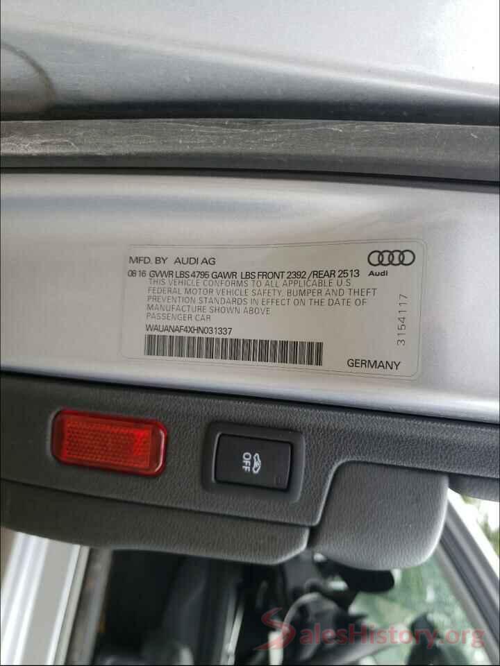 WAUANAF4XHN031337 2017 AUDI A4