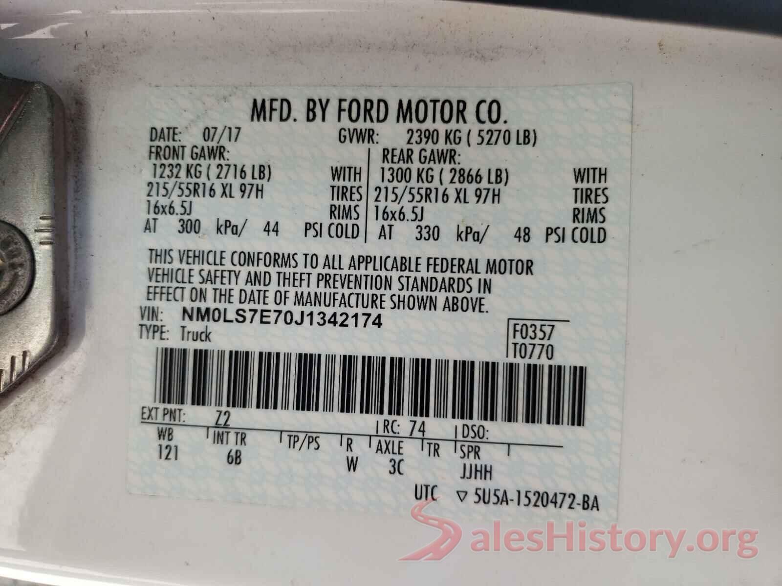 NM0LS7E70J1342174 2018 FORD TRANSIT CO